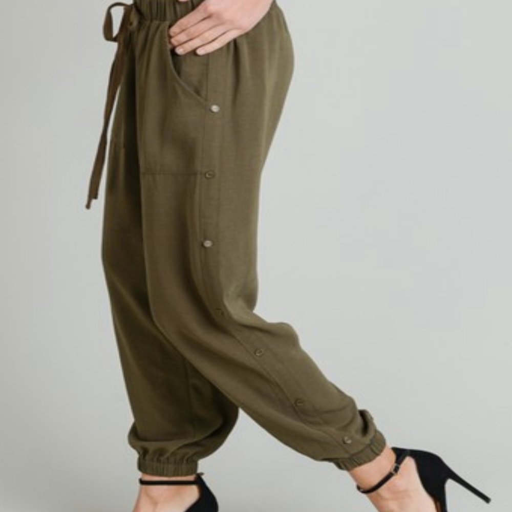 Olive Green Jogger Style Pants - Picture 2 of 2